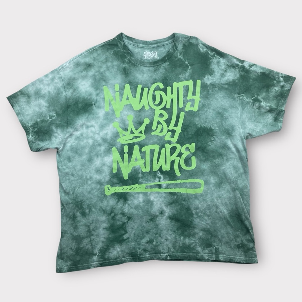 Naughty By Nature Tie Dye Graphic Tee XL Green 100% Cotton